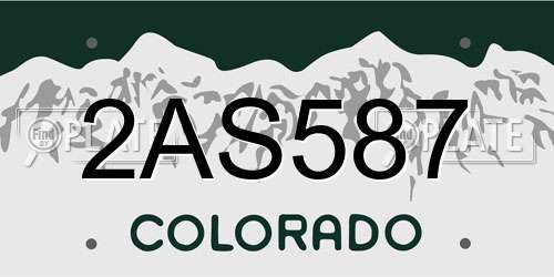 2AS587 Colorado License Plate
