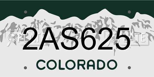 2AS625 Colorado License Plate