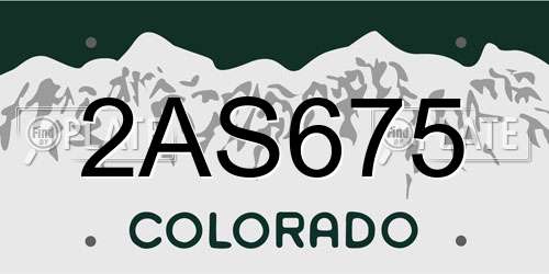 2AS675 Colorado License Plate