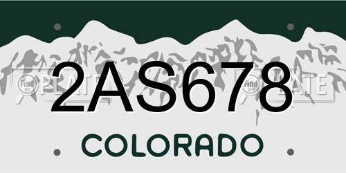2AS678 Colorado License Plate