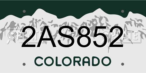 2AS852 Colorado License Plate