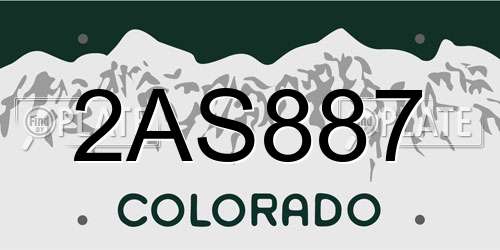 2AS887 Colorado License Plate