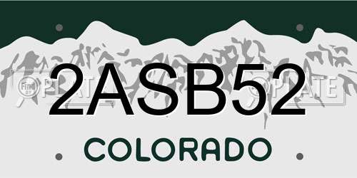 2ASB52 Colorado License Plate