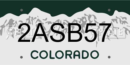 2ASB57 Colorado License Plate
