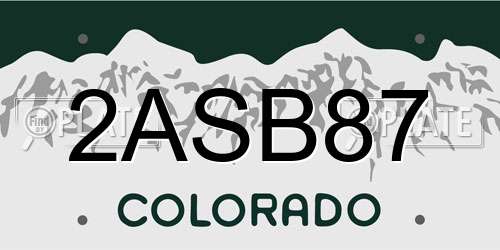 2ASB87 Colorado License Plate