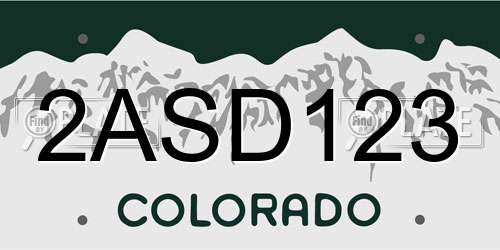 2ASD123 Colorado License Plate