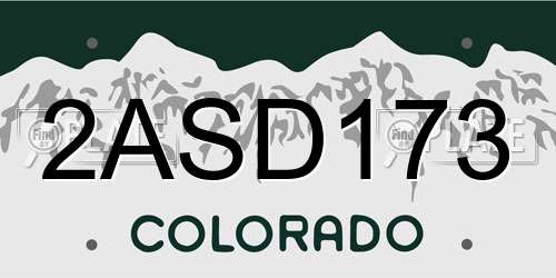 2ASD173 Colorado License Plate