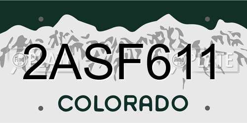 2ASF611 Colorado License Plate