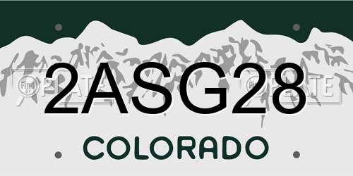 2ASG28 Colorado License Plate