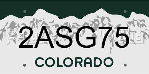 2ASG75 Colorado License Plate