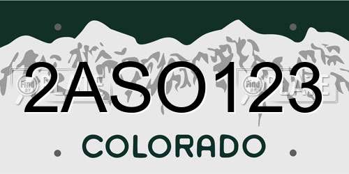 2ASO123 Colorado License Plate