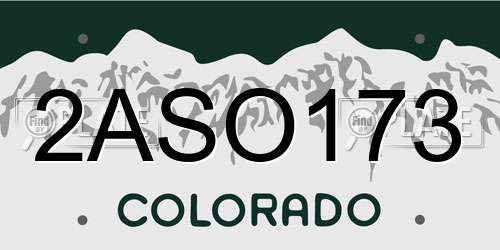 2ASO173 Colorado License Plate