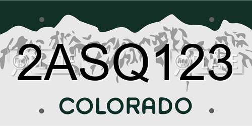 2ASQ123 Colorado License Plate