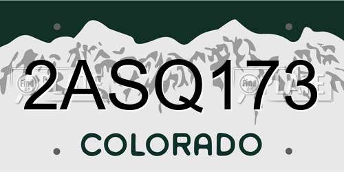 2ASQ173 Colorado License Plate