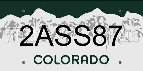 2ASS87 Colorado License Plate