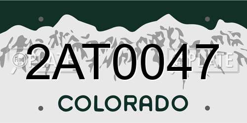 2AT0047 Colorado License Plate