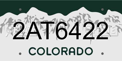 2AT6422 Colorado License Plate
