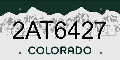 2AT6427 Colorado License Plate