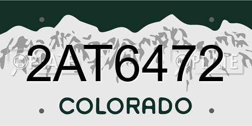 2AT6472 Colorado License Plate