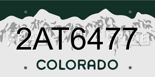 2AT6477 Colorado License Plate