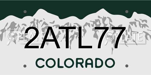 2ATL77 Colorado License Plate