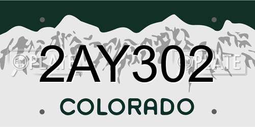 2AY302 Colorado License Plate