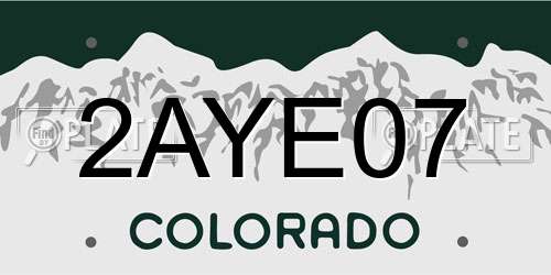 2AYE07 Colorado License Plate