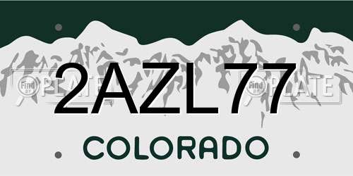 2AZL77 Colorado License Plate