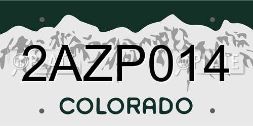 2AZP014 Colorado License Plate