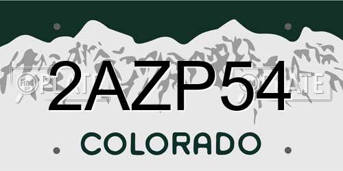 2AZP54 Colorado License Plate