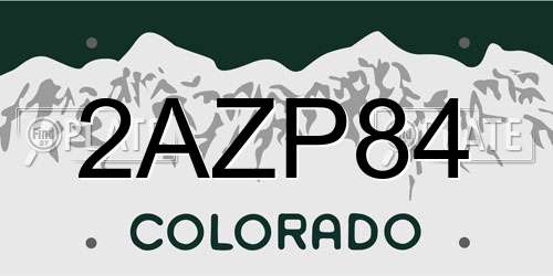 2AZP84 Colorado License Plate