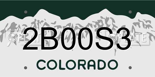 2B00S3 Colorado License Plate