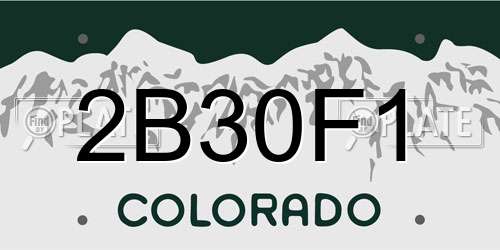 2B30F1 Colorado License Plate