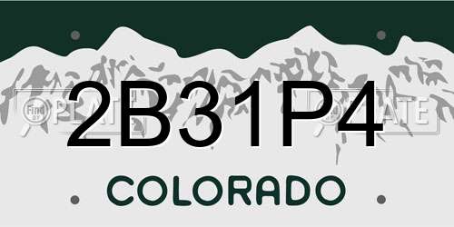 2B31P4 Colorado License Plate