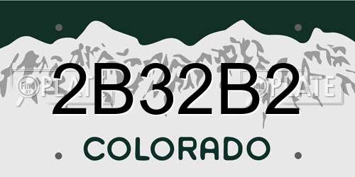 2B32B2 Colorado License Plate