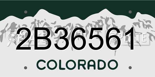 2B36561 Colorado License Plate