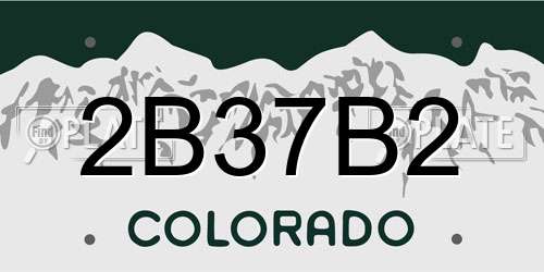 2B37B2 Colorado License Plate