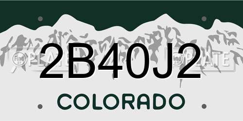2B40J2 Colorado License Plate
