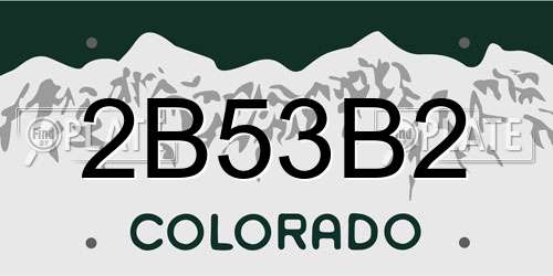 2B53B2 Colorado License Plate