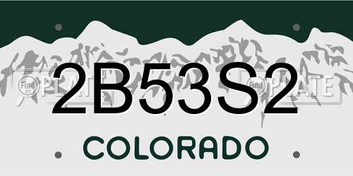 2B53S2 Colorado License Plate
