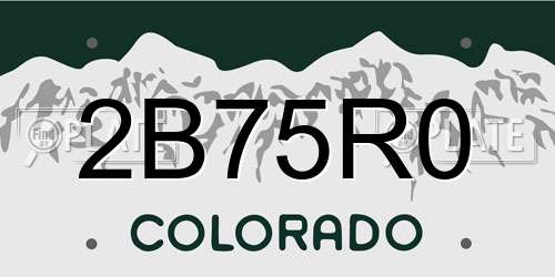 2B75R0 Colorado License Plate