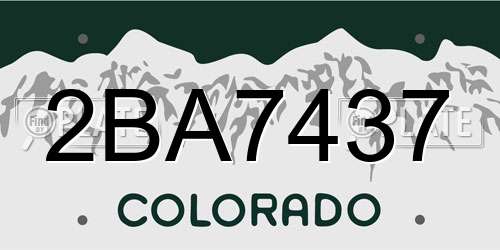 2BA7437 Colorado License Plate
