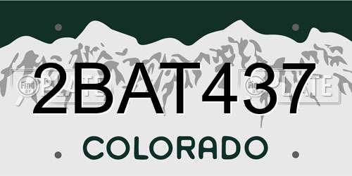 2BAT437 Colorado License Plate