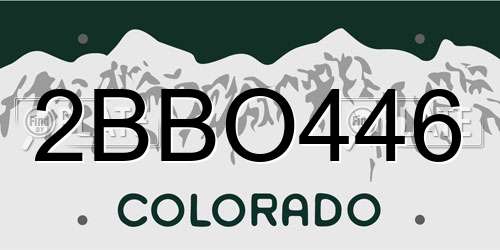 2BBO446 Colorado License Plate