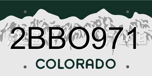2BBO971 Colorado License Plate