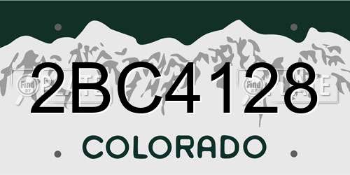 2BC4128 Colorado License Plate