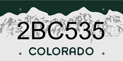 2BC535 Colorado License Plate