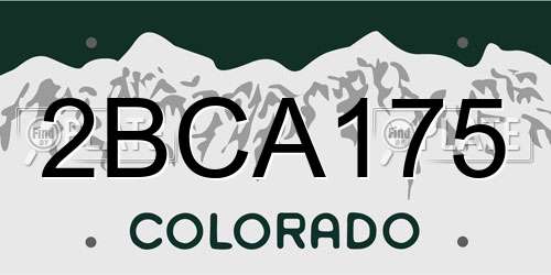 2BCA175 Colorado License Plate