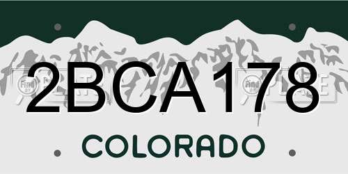 2BCA178 Colorado License Plate