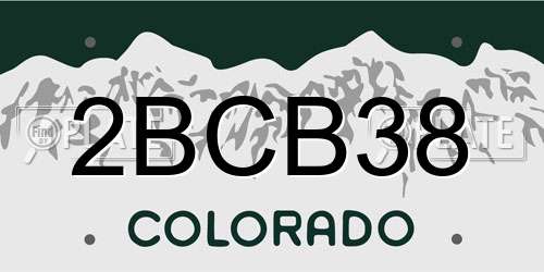 2BCB38 Colorado License Plate